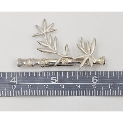 MFA USA Jewelry Vintage MMA Modernist Sterling Silver Bamboo Stalk and Leaves Brooch