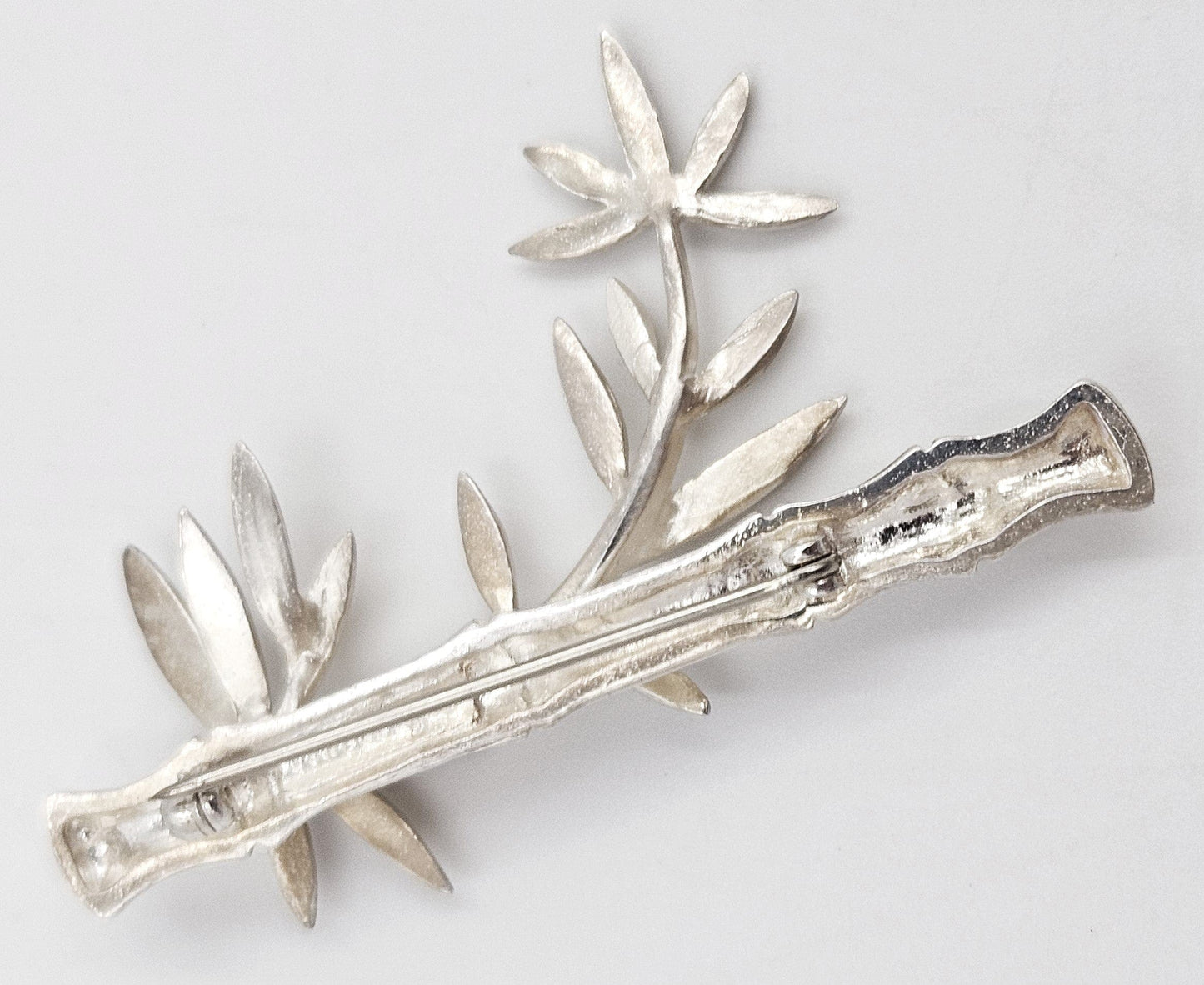 MFA USA Jewelry Vintage MMA Modernist Sterling Silver Bamboo Stalk and Leaves Brooch