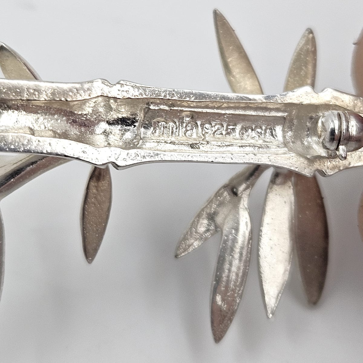 MFA USA Jewelry Vintage MMA Modernist Sterling Silver Bamboo Stalk and Leaves Brooch