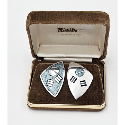 Michiko Jewelry Design Jewelry Carol Matsumoto Michiko JewelryDesign Sterling 14k Gold Modernist Earrings 90s