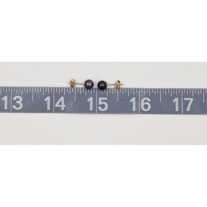 Mikimoto Jewelry Vintage Mikimoto 14k Gold Black South Sea Iridescent 5mm Pearl Stud Earrings