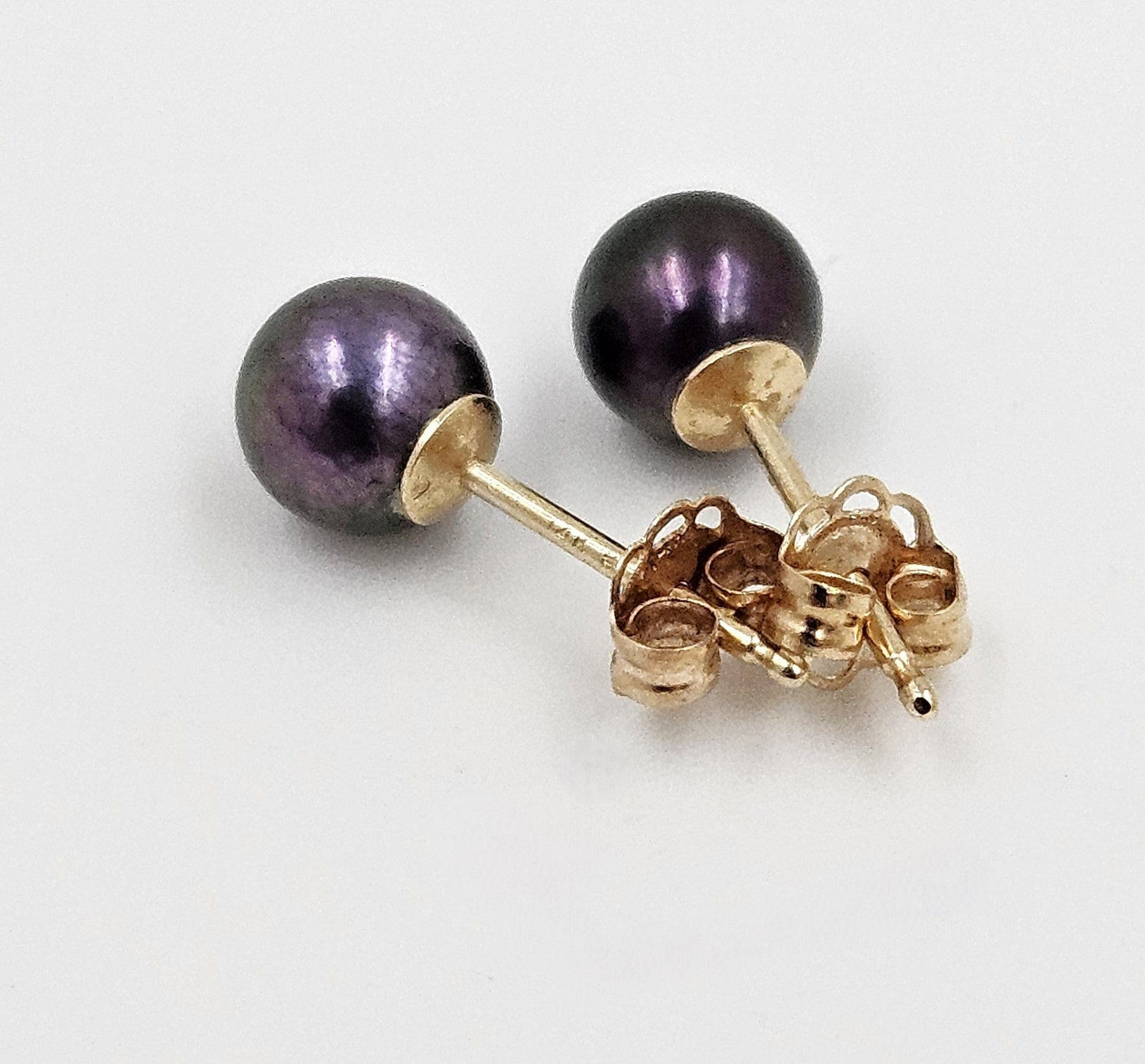 Mikimoto Jewelry Vintage Mikimoto 14k Gold Black South Sea Iridescent 5mm Pearl Stud Earrings