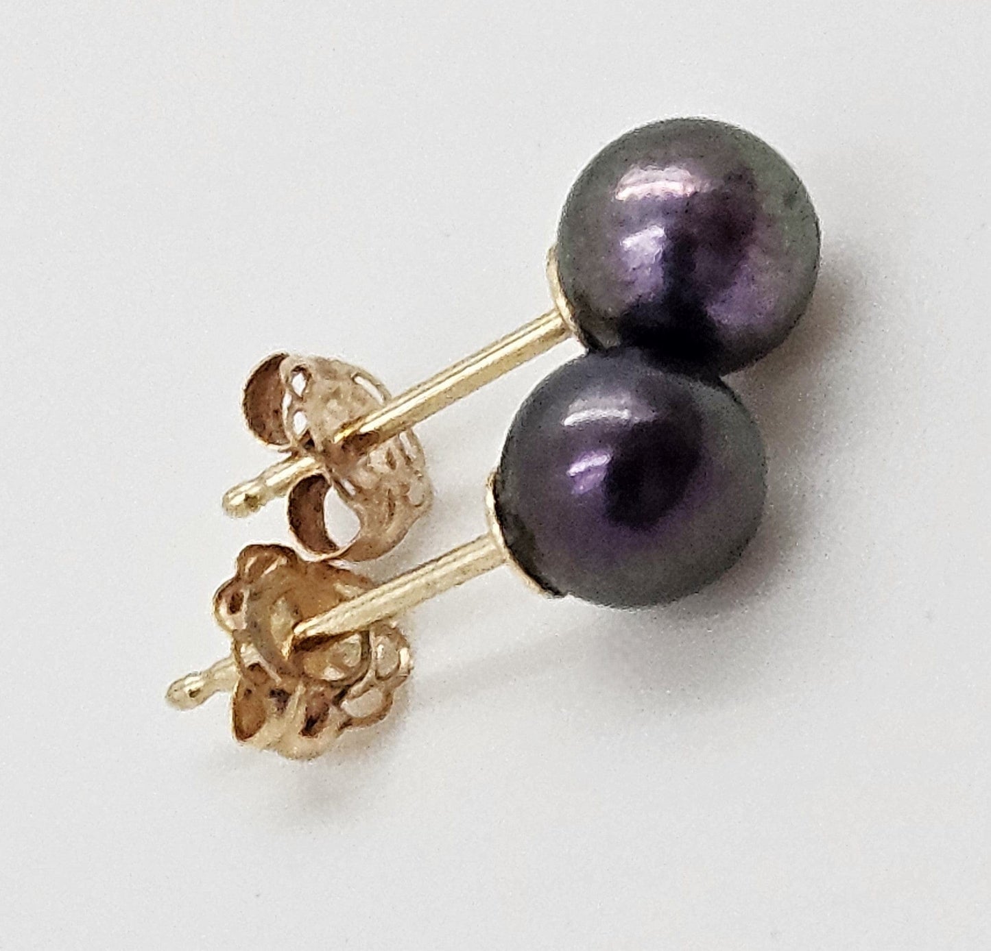 Mikimoto Jewelry Vintage Mikimoto 14k Gold Black South Sea Iridescent 5mm Pearl Stud Earrings