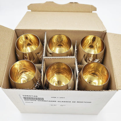 Moet Chandon Barware NOS Gold Crystal Glass Moët &amp; Chandon Wine Water Champagne Goblets IOB