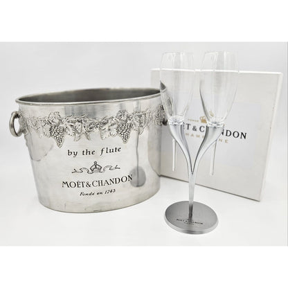 Moet Chandon Ice Bucket Rare Moët Chandon France DBL Magnum Champagne Cooler + Toasting Flutes