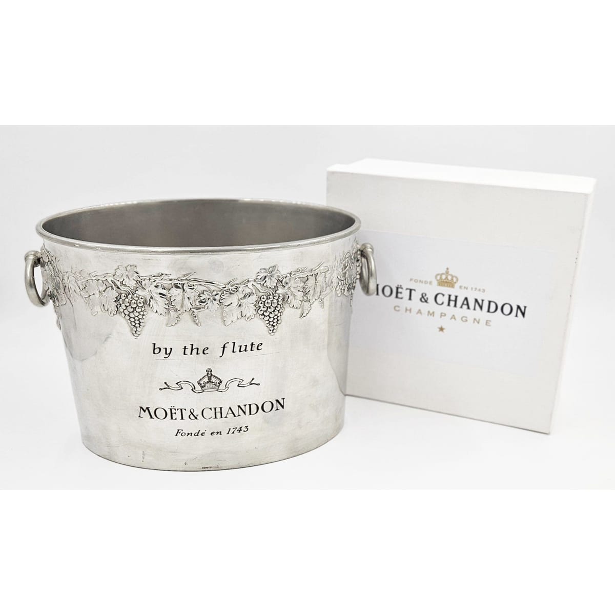 Moet Chandon Ice Bucket Rare Moët &amp; Chandon France DBL Magnum Champagne Cooler + Toasting Flutes