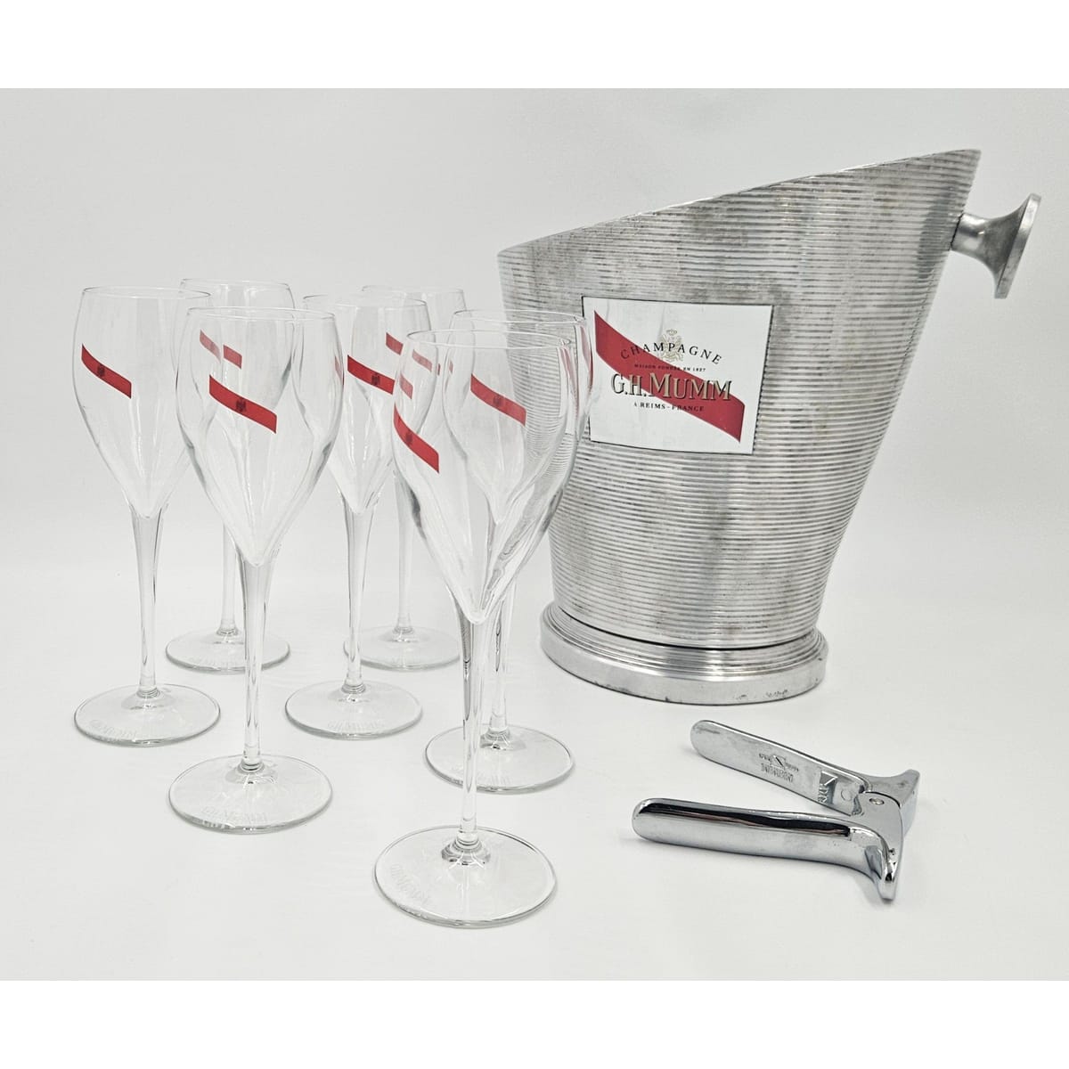 Mumm Champagne Barware MCM Mumm Champagne Ice Bucket Glassware &amp; More Lot 2