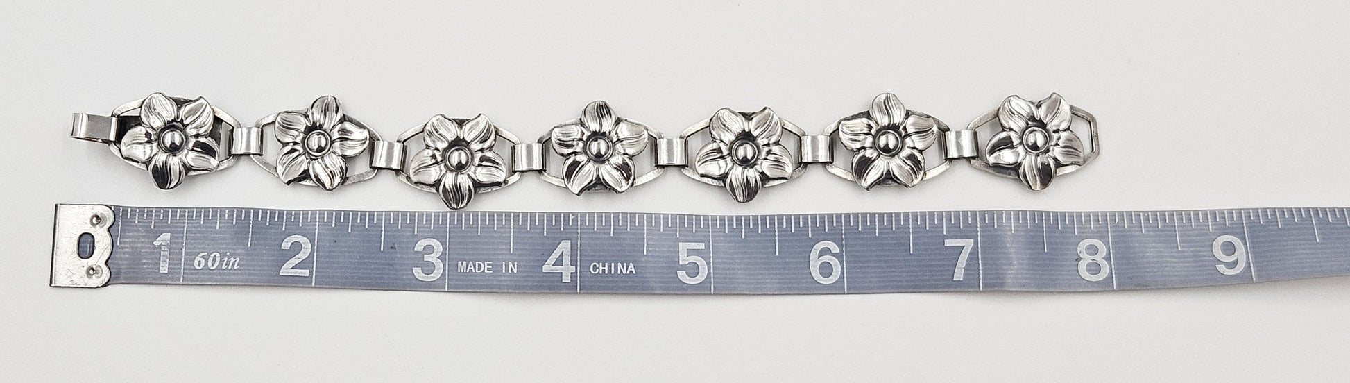 Munksgaard Jewelry Munksgaard Denmark Art Deco Flowers #270 Sterling Panel Links Bracelet