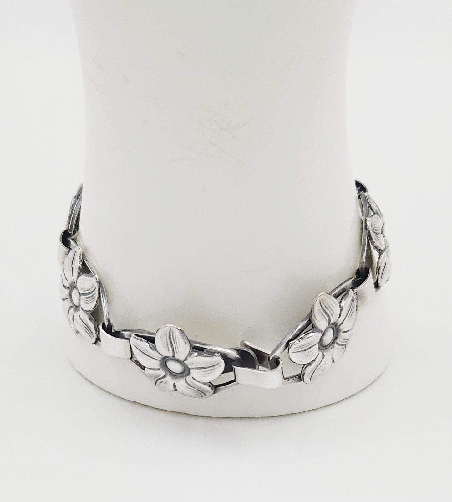 Munksgaard Jewelry Munksgaard Denmark Art Deco Flowers #270 Sterling Panel Links Bracelet