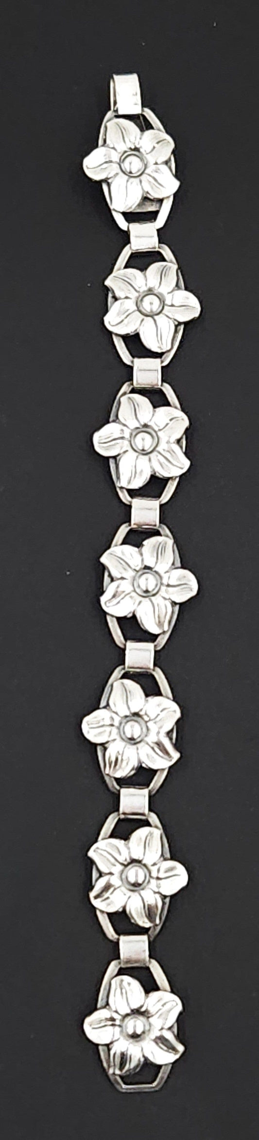 Munksgaard Jewelry Munksgaard Denmark Art Deco Flowers #270 Sterling Panel Links Bracelet