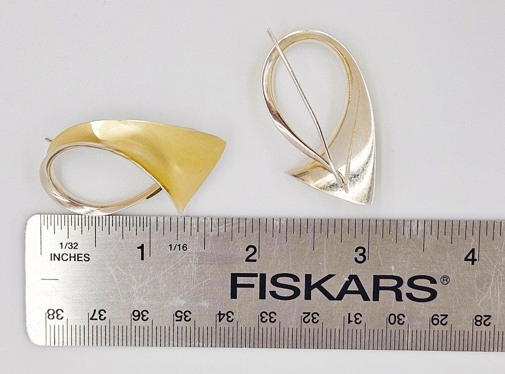 Nancy Linkin Jewelry Iconic Designer Nancy Linkin 3D Modernist Sterling 18k Gold XL Swirl Earrings