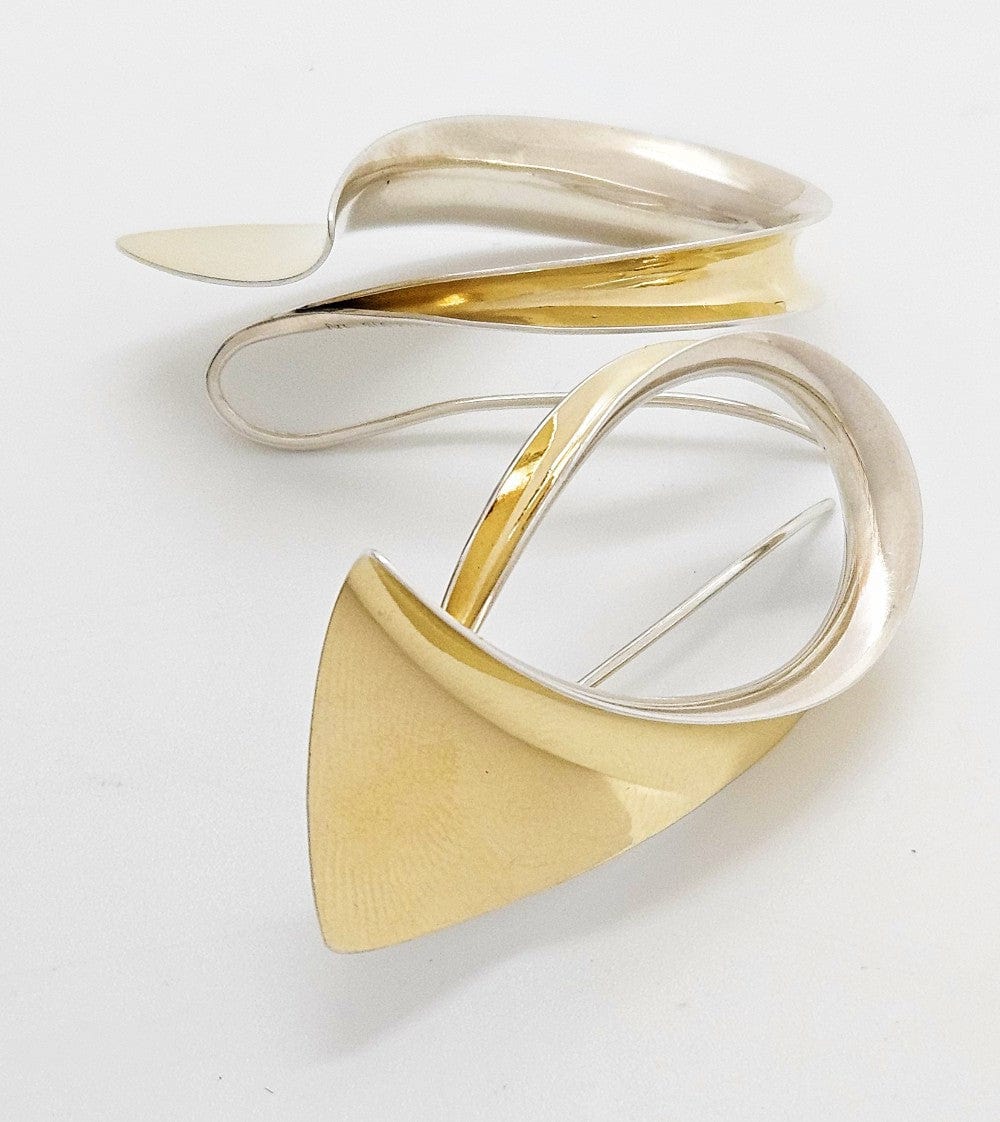 Nancy Linkin Jewelry Iconic Designer Nancy Linkin 3D Modernist Sterling 18k Gold XL Swirl Earrings