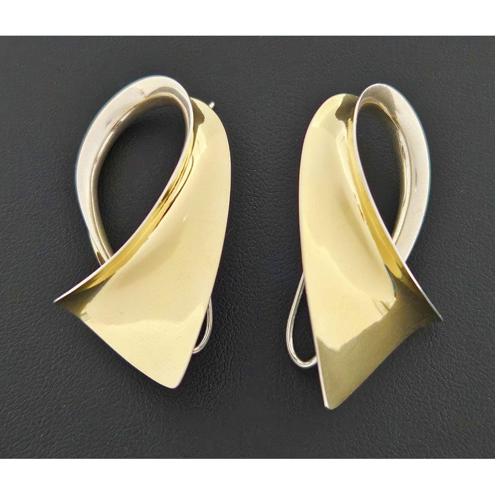 Nancy Linkin Jewelry Iconic Designer Nancy Linkin 3D Modernist Sterling 18k Gold XL Swirl Earrings