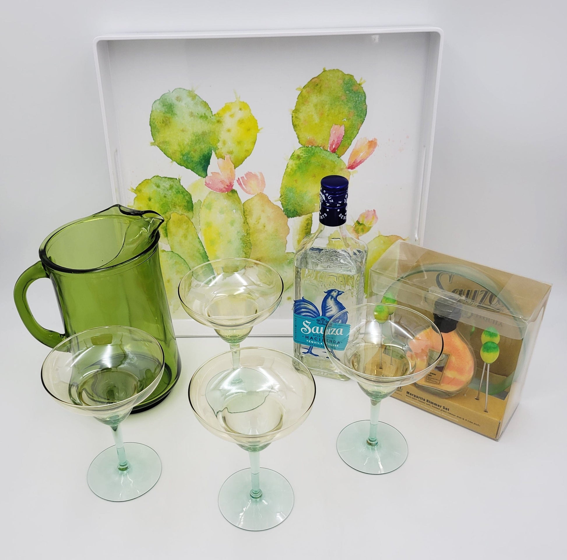 Nicole Miller Barware Curated Margarita Set Tray Chiller Glasses Pitcher Barware Set