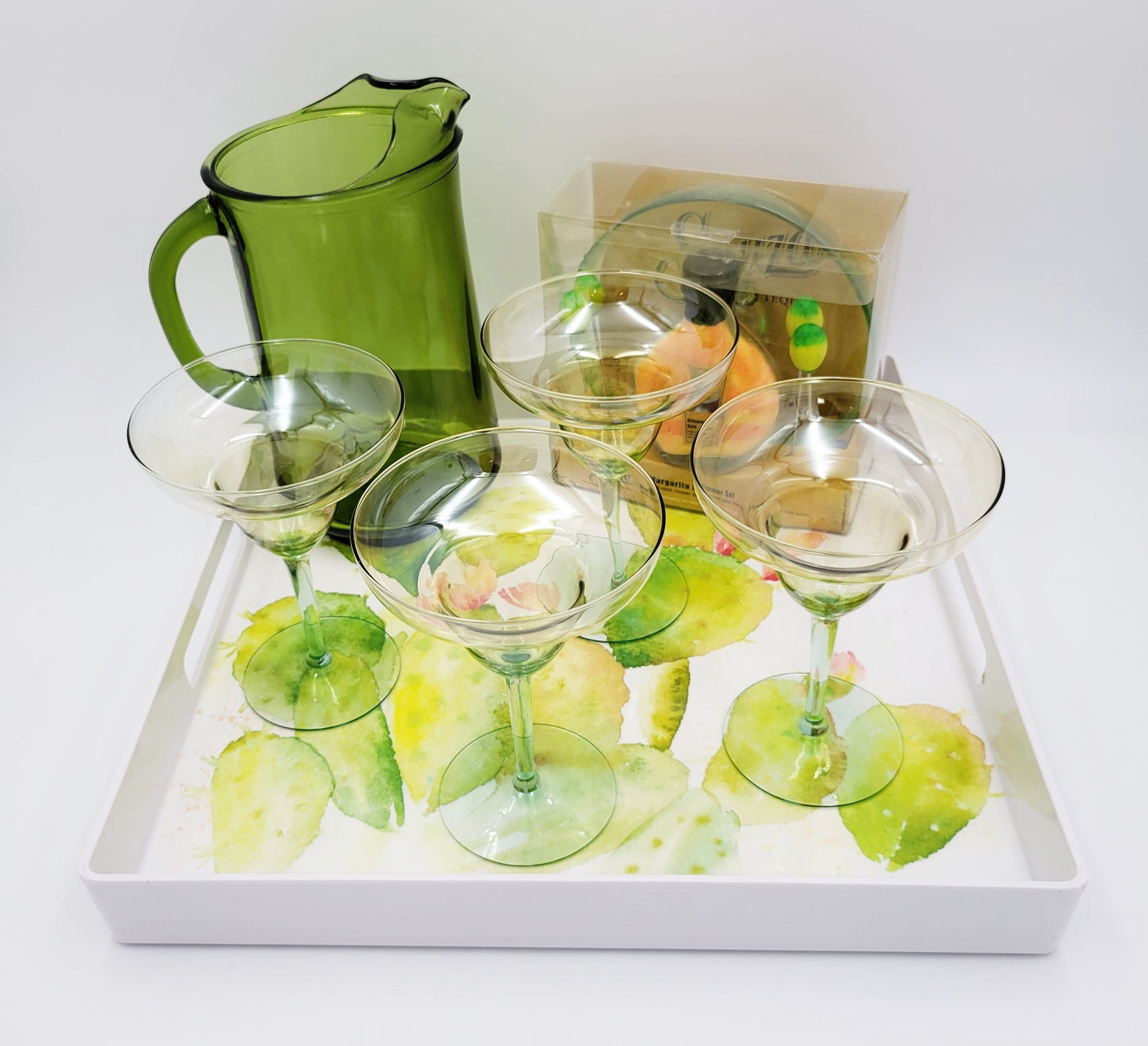 Nicole Miller Barware Curated Margarita Set Tray Chiller Glasses Pitcher Barware Set