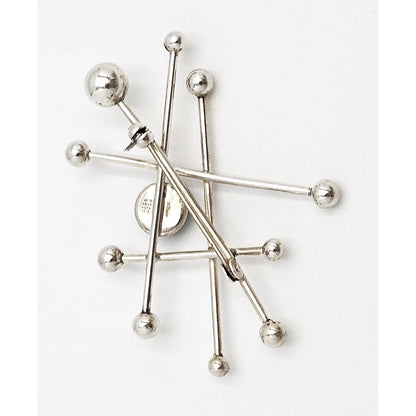 Niels Erik From Jewelry Danish Designer NE From Sterling &amp; Chrysoprase Modernist Brooch C 1950/60s