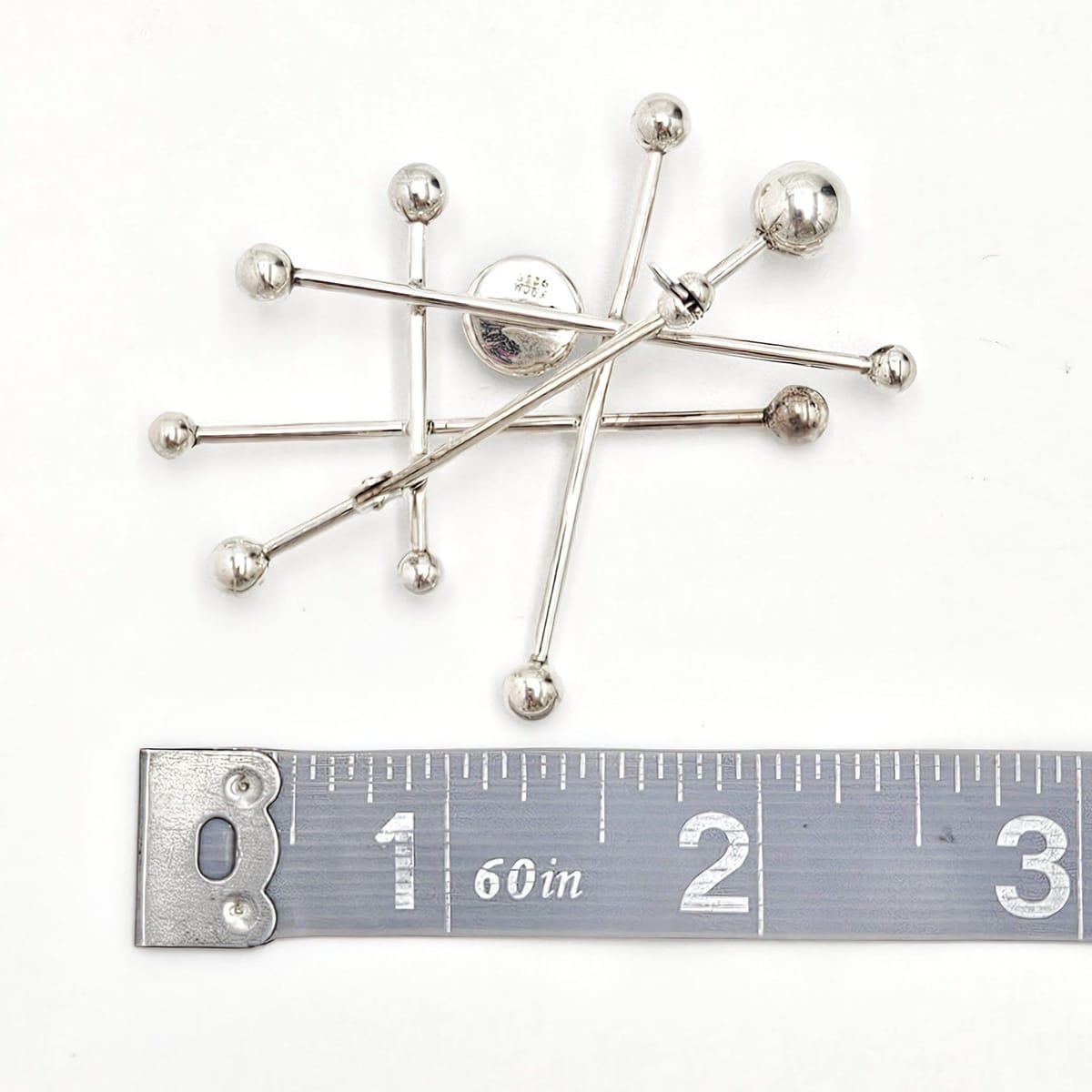 Niels Erik From Jewelry Danish Designer NE From Sterling &amp; Chrysoprase Modernist Brooch C 1950/60s