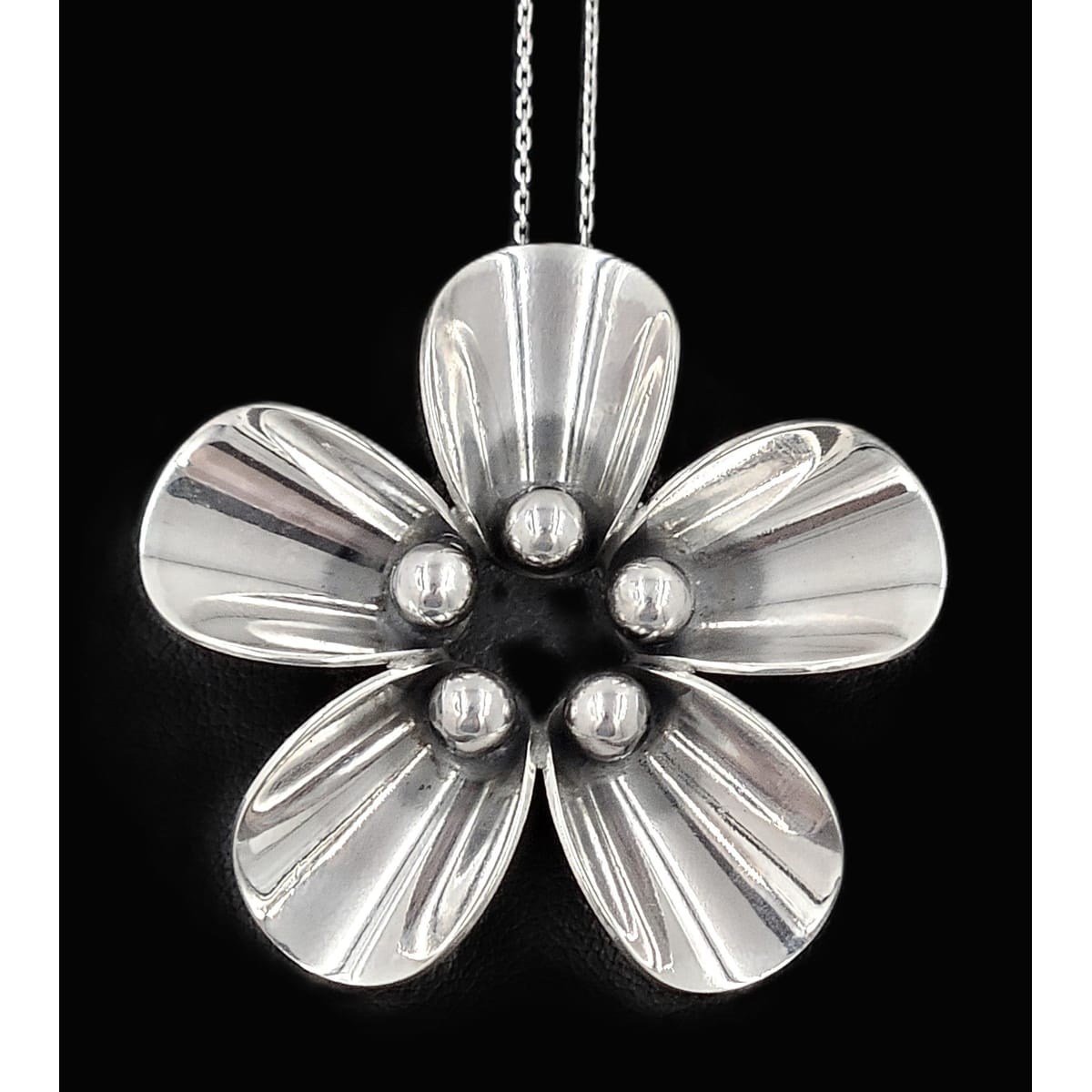 Niels Erik From Jewelry Danish Designer NE From Sterling Silver Sunflower Necklace Circa 1940/50s