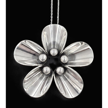 Niels Erik From Jewelry Danish Designer NE From Sterling Silver Sunflower Necklace Circa 1940/50s