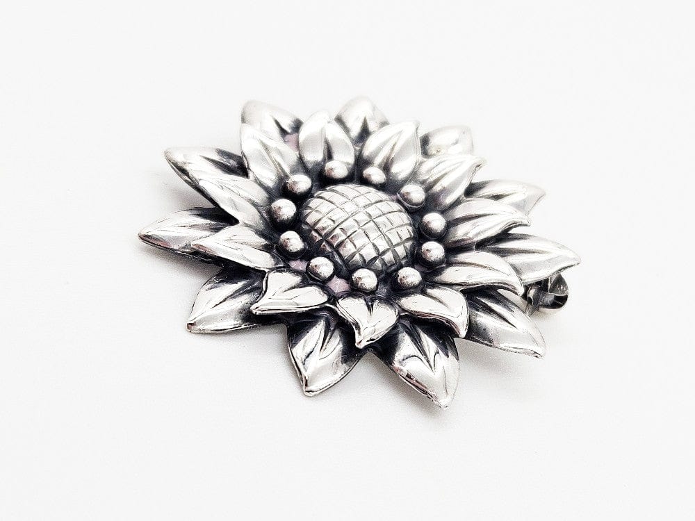 Niels Erik From Jewelry Danish Designer NE From Sterling Sunflower Brooch 1940/50s