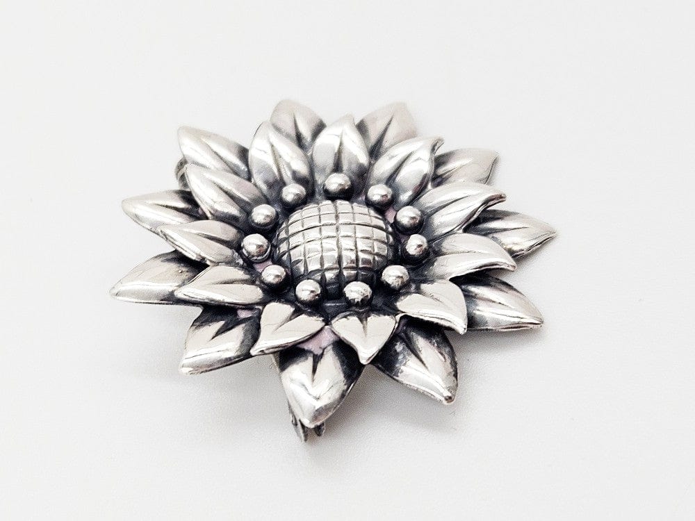 Niels Erik From Jewelry Danish Designer NE From Sterling Sunflower Brooch 1940/50s