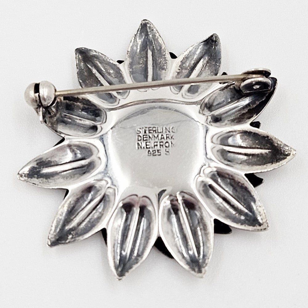 Niels Erik From Jewelry Danish Designer NE From Sterling Sunflower Brooch 1940/50s