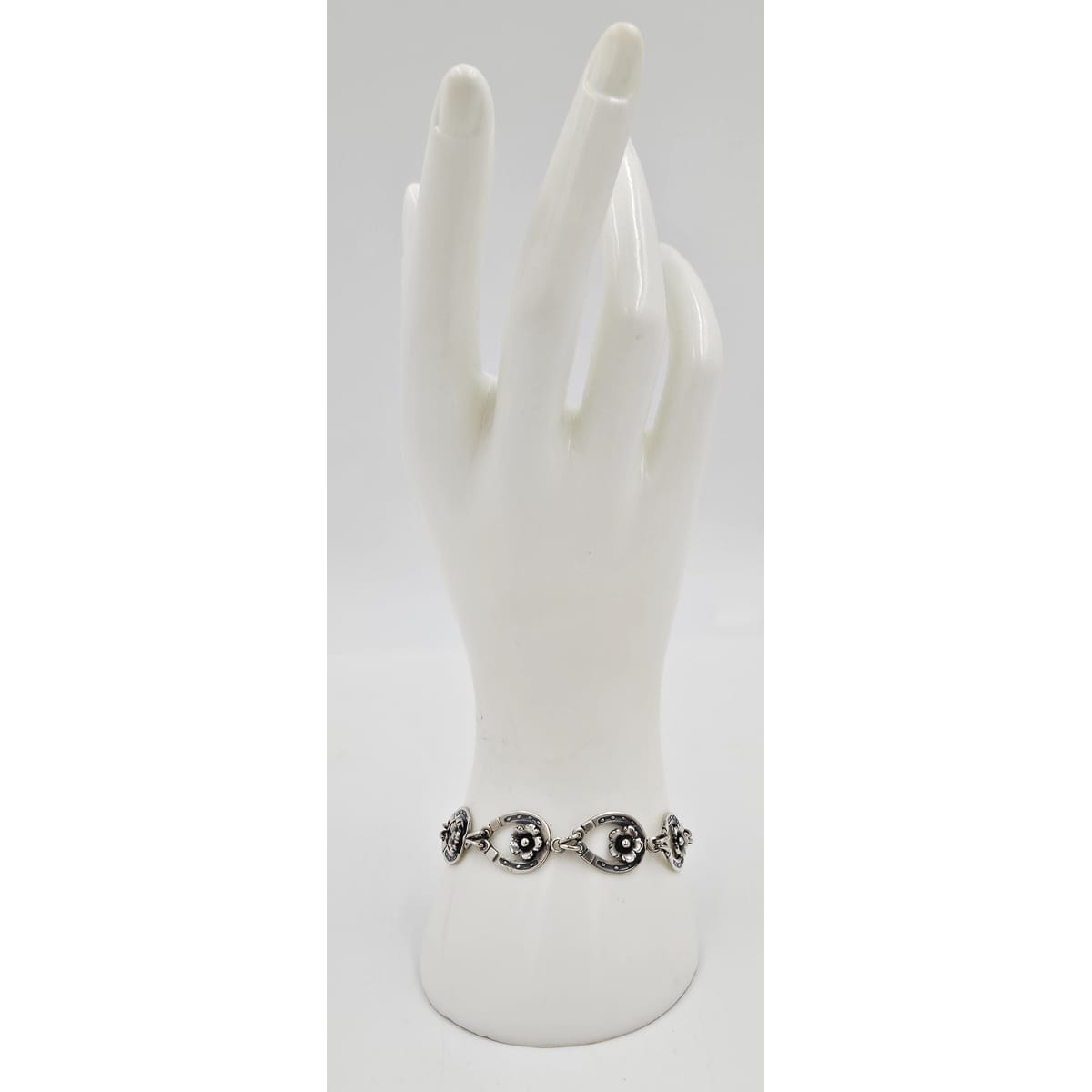 Niels Erik From Jewelry Danish NE From Sterling Horseshoes Flowers Links Demi Parure Set C. 1940&