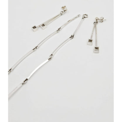 Niels Erik From Jewelry NE From Denmark Sterling Modernist Bar Link Earrings &amp; Necklace Set 1960s