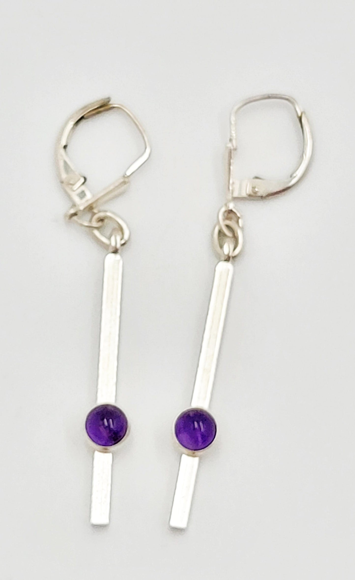 Niels Erik From Jewelry Niels Erik From Denmark Sterling & Amethyst Drop Dangle Earrings Circa 40/50s