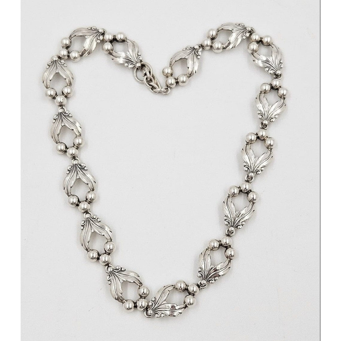 Niels Erik From Jewelry Niels Erik From Denmark Sterling Art Deco Flower Necklace C. 1940s
