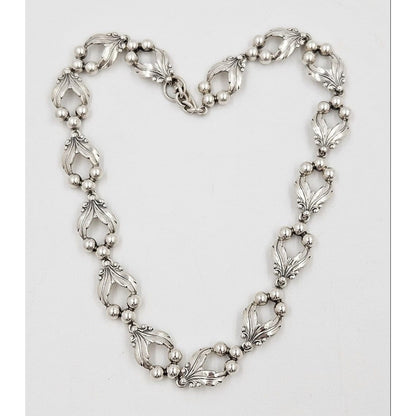 Niels Erik From Jewelry Niels Erik From Denmark Sterling Art Deco Flower Necklace C. 1940s