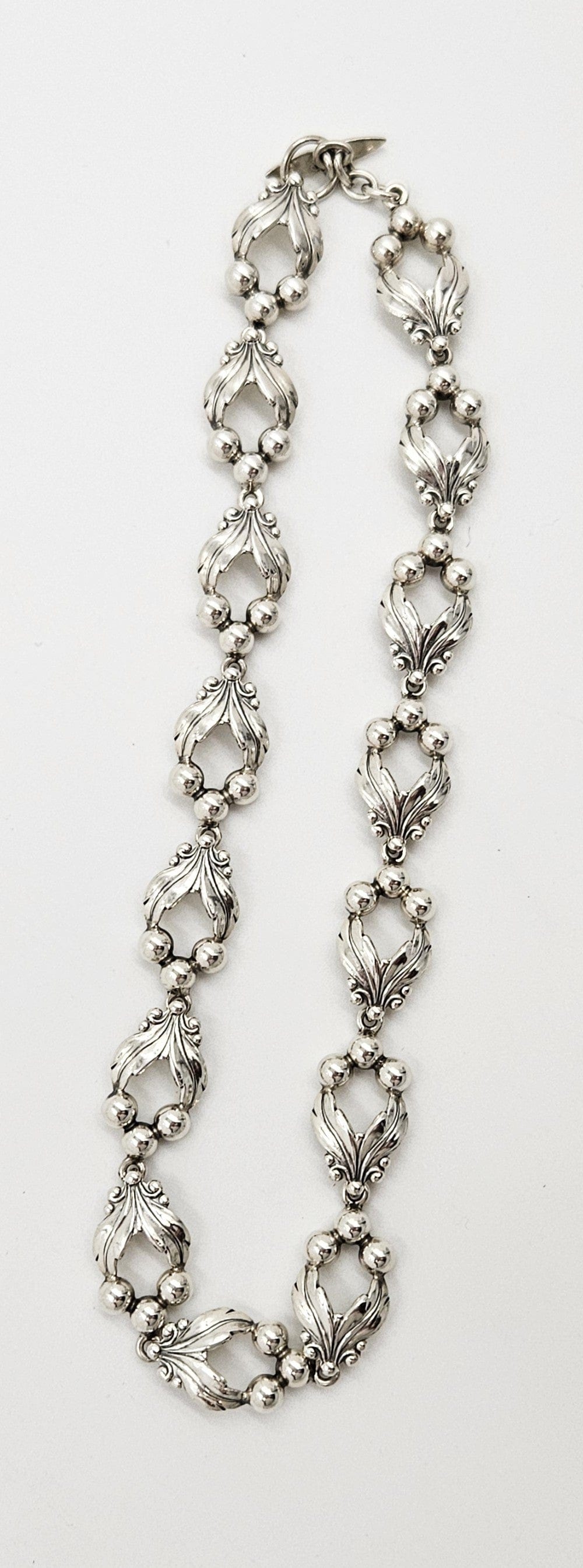 Niels Erik From Jewelry Niels Erik From Denmark Sterling Art Deco Flower Necklace C. 1940s