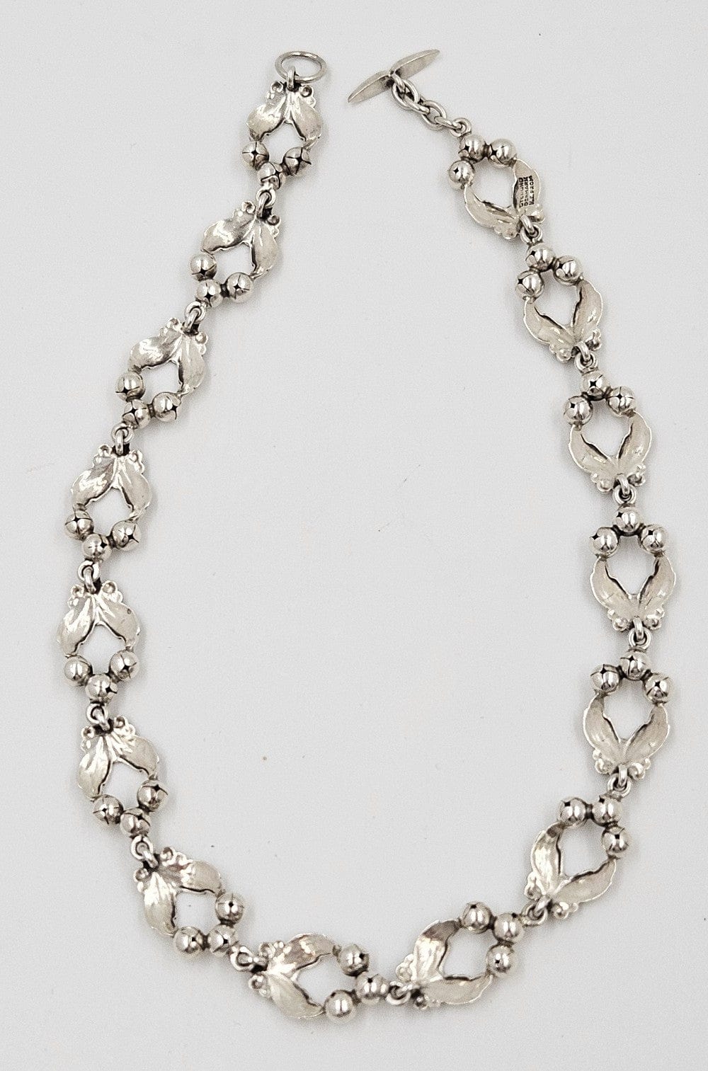 Niels Erik From Jewelry Niels Erik From Denmark Sterling Art Deco Flower Necklace C. 1940s