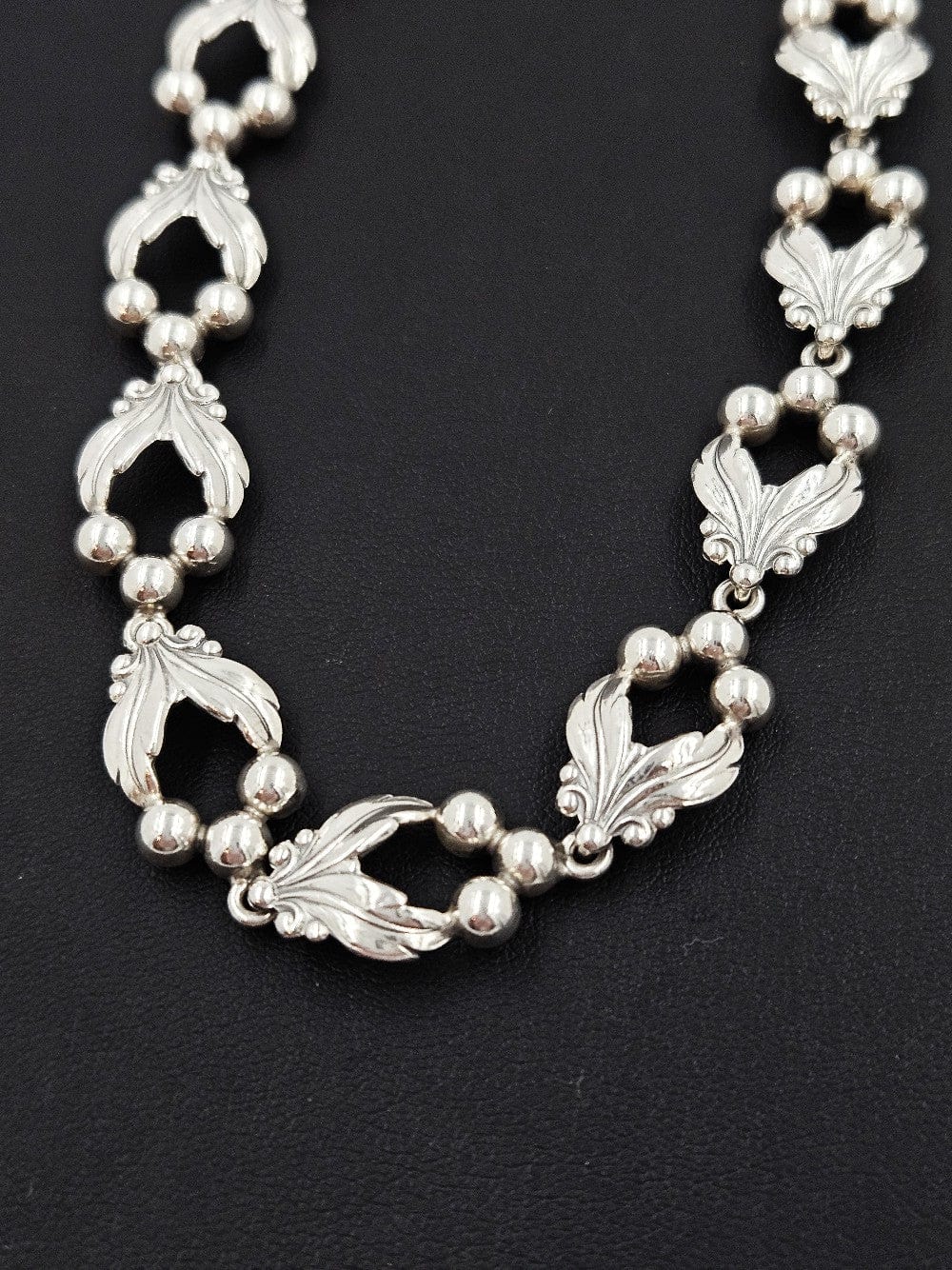 Niels Erik From Jewelry Niels Erik From Denmark Sterling Art Deco Flower Necklace C. 1940s