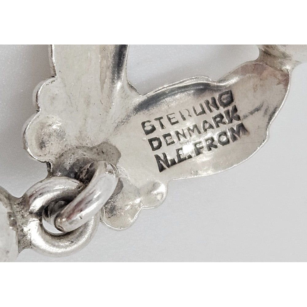 Niels Erik From Jewelry Niels Erik From Denmark Sterling Art Deco Flower Necklace C. 1940s