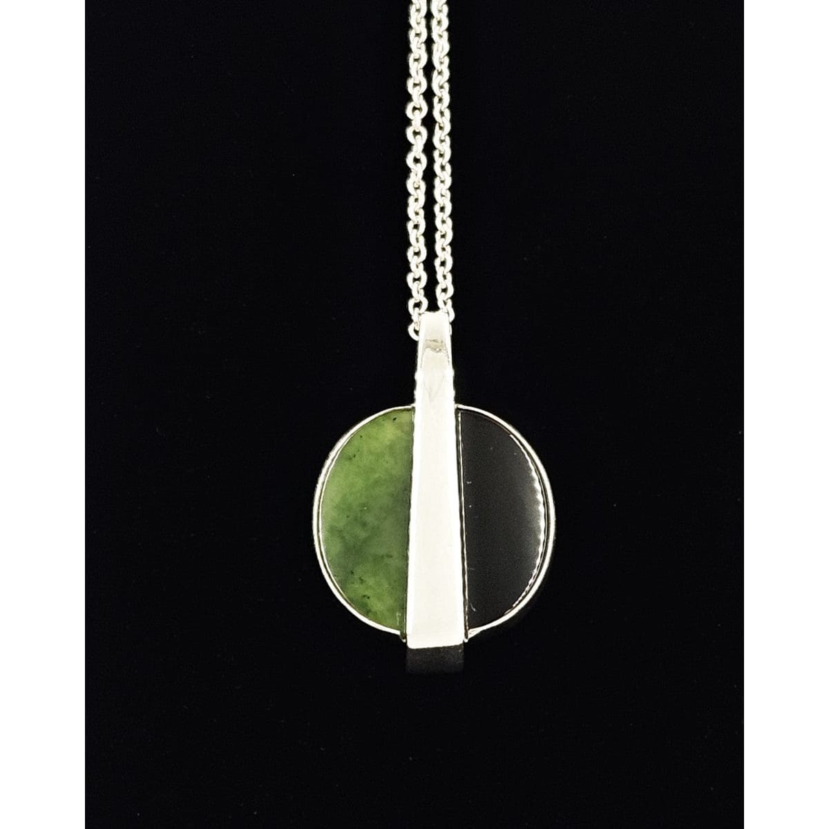 Niels Erik From Jewelry Niels Erik From Denmark Sterling Onyx Nephrite Modernist Necklace C. 1960s