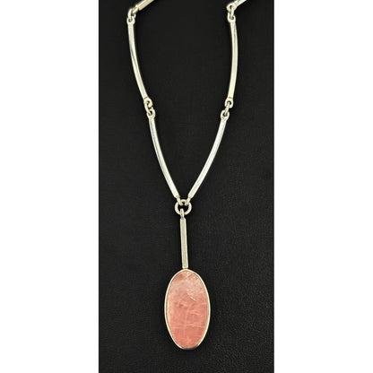 Niels Erik From Jewelry Superb Niels Erik From Denmark Sterling Rose Quartz Bar Link Necklace 1960s