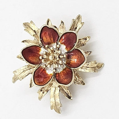 Norway Jewelry Norway Sterling Enamel 3D Flower Brooch &
