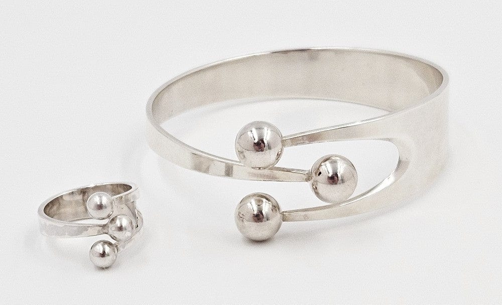 Norway Plus Designs Jewelry Anna Greta Eker Norway+Designs Sterling 3-Prong Crown Bangle Ring Set 60s