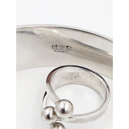 Norway Plus Designs Jewelry Anna Greta Eker Norway+Designs Sterling 3-Prong Crown Bangle Ring Set 60s