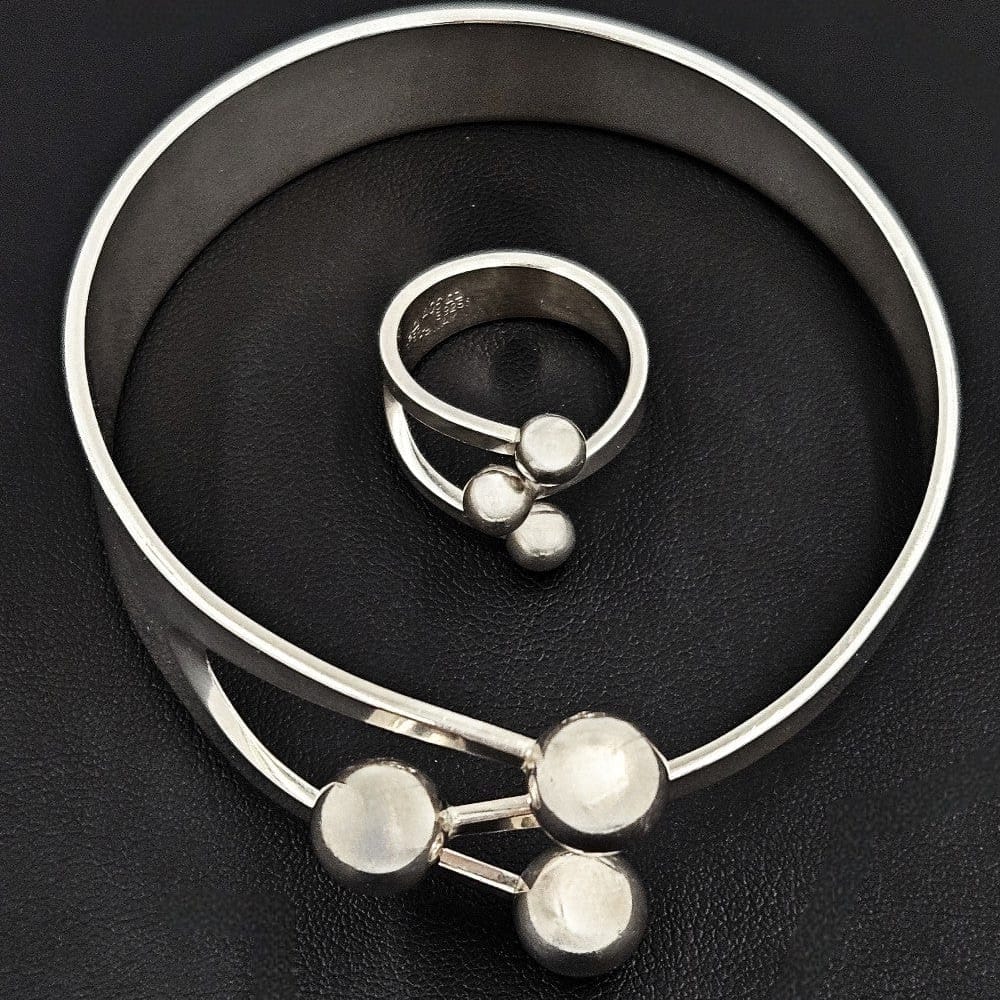 Norway Plus Designs Jewelry Anna Greta Eker Norway+Designs Sterling 3-Prong Crown Bangle Ring Set 60s