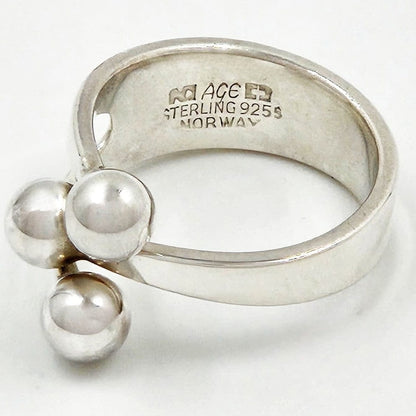 Norway Plus Designs Jewelry Norway + Designs AGE Sterling Modernist 3 Prong Crown Jester Ring C 1960s