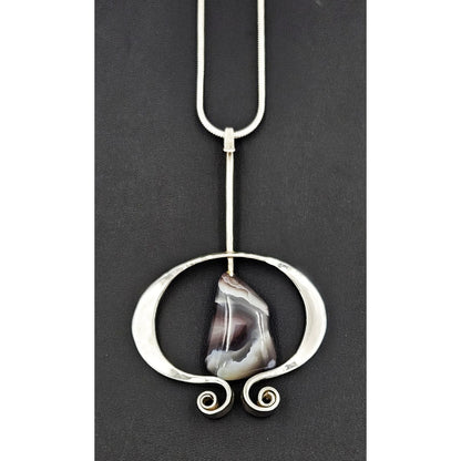 Norway Plus Designs Jewelry Norway Plus Designs Sterling Huge Statement Pendant Necklace C. 1960s