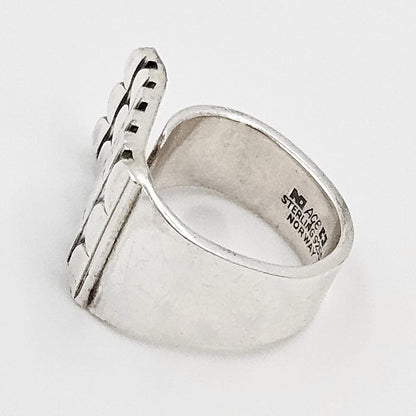 Norway Plus Designs Jewelry RARE Norway + Designs AGE Sterling Modernist X Large Unisex Ring C. 1960s