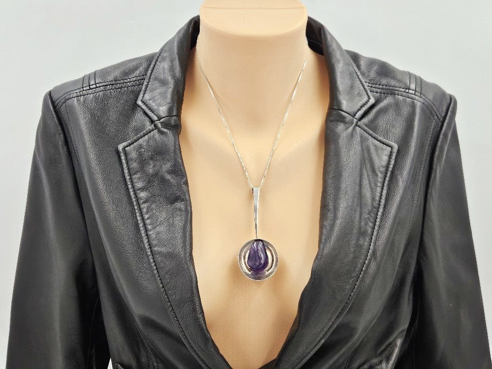 Norway Plus Designs Jewelry Superb EC NORWAY+Designs Modernist 3D Sterling Amethyst Pendant 1960s