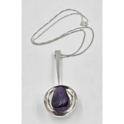 Norway Plus Designs Jewelry Superb EC NORWAY+Designs Modernist 3D Sterling Amethyst Pendant 1960s