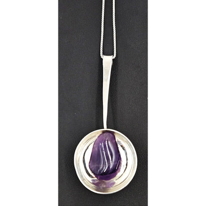 Norway Plus Designs Jewelry Superb EC NORWAY+Designs Modernist 3D Sterling Amethyst Pendant 1960s