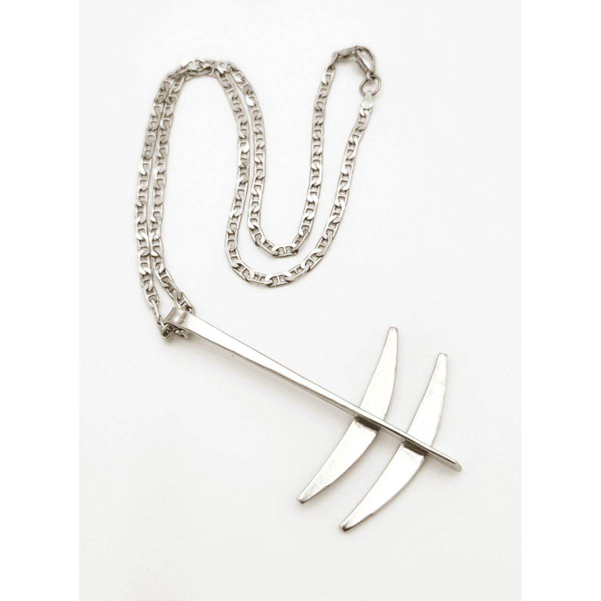 Collar con colgante de ancla vikinga de plata esterlina de Norway Plus Designs c. 1960s
