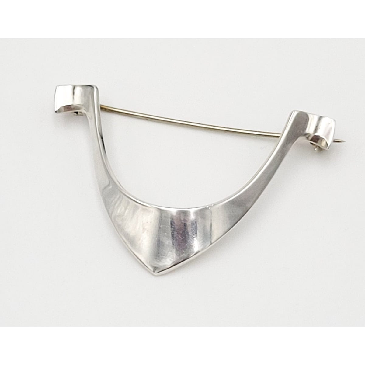 Norway Plus Designs Jewelry Tone Vigeland Norway+Designs Modernist Sterling Viking Ship Brooch 1960&