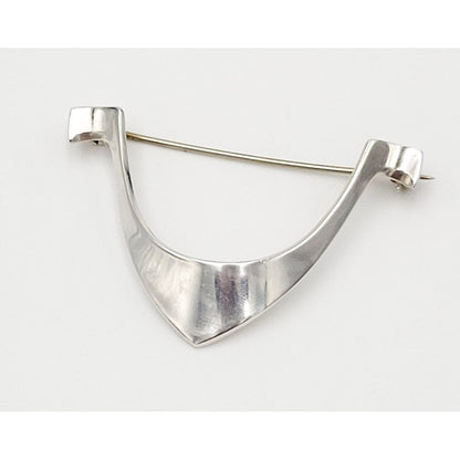 Norway Plus Designs Jewelry Tone Vigeland Norway+Designs Modernist Sterling Viking Ship Brooch 1960&